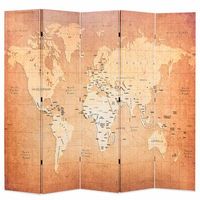 biombo divisor plegable 200x170 cm mapamundi amarillo vidaxl