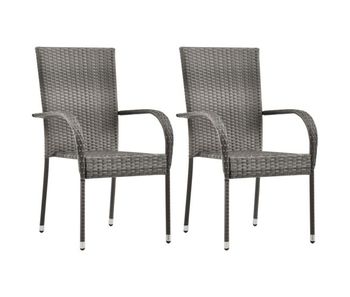 Sillas de jardin apilables 2 unidades ratán sintético gris