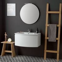 mueble de bano moderno suspendido blanco de 82 cm con cajon curvo  riva