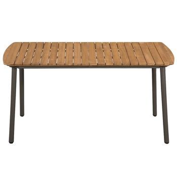 Mesa De Jardín | Mesa De Exterior Madera Maciza De Acacia Y Acero 150x90x72 Cm
