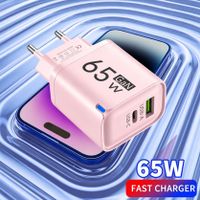 cargador de carga rapida usb tipo c 2 en 1 de 65w carga de alta velocidad pd para iphone xiaomi huawei samsung adaptador de telefono movil oneplus