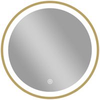 homcom espejo de bano con iluminacion led redondo 40 cm espejo mural iluminado con 3 temperaturas de color regulable dorado   aosom espana
