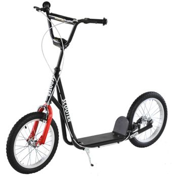 HOMCOM Patinete para niños con freno ajustable en altura Construcción ligera Negro