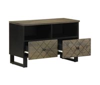 mueble tv - mesa de tv madera maciza de mango negro 70x33x46 cm