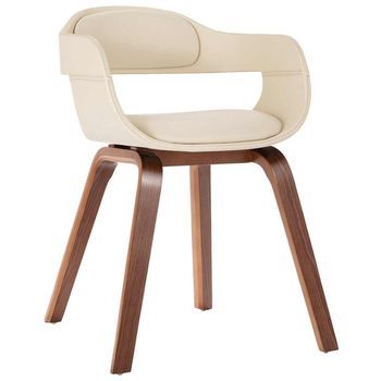 Silla De Comedor De Madera Curvada Y Cuero Artificial Blanco Vidaxl