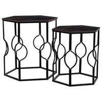 mesas set 2pzas de metal negro 34x34x52h-39x39x57h cm