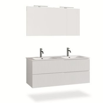 Mueble de baño de 5 piezas con doble bañera en mdf blanco mate
