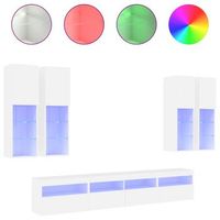 muebles de tv de pared con luces led 7 piezas blanco vidaxl