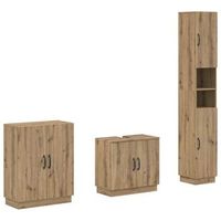 juego de armarios de bano de 3 piezas hoorn roble artisan vidaxl