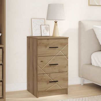 Mesita De Noche - Mueble Para Dormitorio - Madera Contrachapada - Roble Artisan (38x38x66cm)