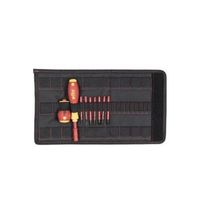 wiha juego de destornilladores y bits slimvario ranurados pozidriv plusminuspozidriv de 10 unid incl bolsa plegable 41233