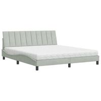 cama con colchon hanko terciopelo gris claro 180x200 cm vidaxl