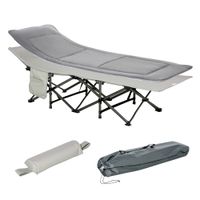 outsunny cama de camping plegable y acolchada con bolsillo portaobjetos 188x645x53 cm gris claro   aosom espana