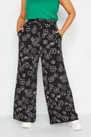 yours london pantalon ancho negro de flores blancas mujer curvy y tallas grandes yours
