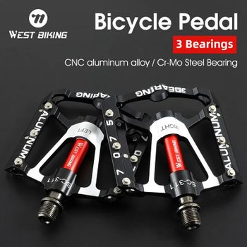 Pedales de bicicleta WEST BIKING MTB ultraligeros CNC aleación de aluminio antideslizantes pedales planos de bicicleta de carretera ciclismo pedales de bicicleta de 3 rodamientos BMX