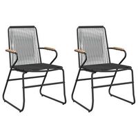 pack 2 uds sillas de jardin  silla de exterior  sillon ratan pvc negro 58x59x855 cm
