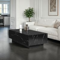 mesa de centro mdf aspecto marmol carga 45 kg 120x60x35 cm negro