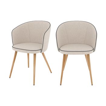 Set de 2 sillas de tela beige