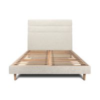 cama de 90x200 cm con cabecero de linea - tejido lienzo mate