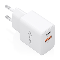 aisens - cargador gan 20w 1xusb-c pd30 1xusb-a qc30 blanco
