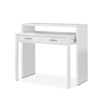 Mesa de escritorio extensible zira melamina, blanco artik