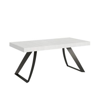 Mesa extensible 90x180/284 cm efecto madera fresno blanco, hierro