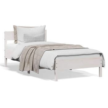 Cama Individual | Cama Para Adultos | Estructura De Cama Con Cabecero Madera Pino Blanco 90x190 Cm