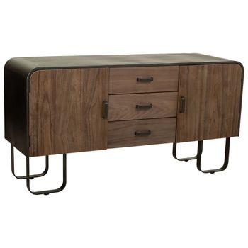 Aparador de madera y metal negro 145x47x76.5h cm