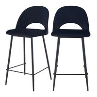 set de 2 taburetes para isla de cocina en terciopelo negro 65 cm