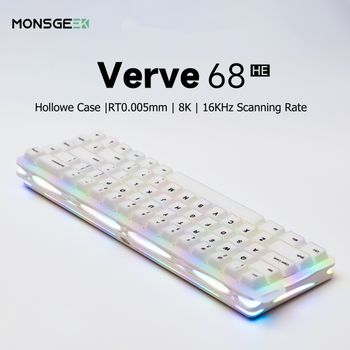 Teclado Mecánico para Juegos Akko x MonsGeek Verve 68 HE, Diseño 65%, Interruptores Magnéticos RGB, RT0.005mm, Frecuencia de Sondeo de 8K, Personalizable