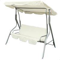 balancin de jardin 3 plazas con toldo inclinable 180x107x160 cm marfil