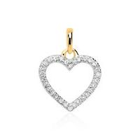 14 quilates colgante de oro corazon para mujer con diamantes