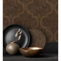 papel pintado vinilico lavable geometrico en relieve estilo finlandes marrron chocolate - helsinki ornaments 676318 de gaulan - rollo de 10 m x 106 m