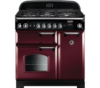 Rangemaster Classic 90 Gas Range Cooker - Cranberry & Chrome, Cranberry