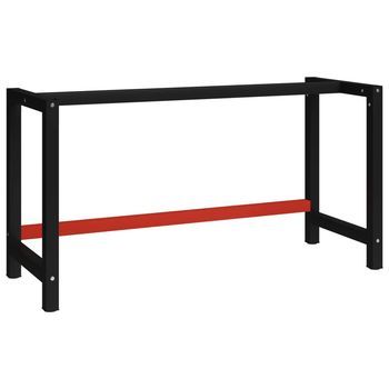 Banco De Trabajo Estructura Metal Negro Y Rojo 150x57x79 Cm Vidaxl