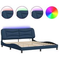 estructura de cama con led sin colchon hvar tela azul 180x200 cm vidaxl