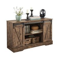sobuy fsb60-n aparador recibidor con puerta corrediza de granero compartimento abierto armario de almacenamiento para comedor salon cocina 120 x 40 x 70 cm es