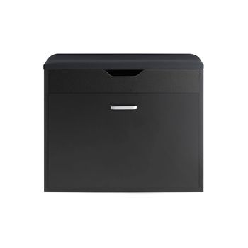 Banco zapatero con 1 solapa madera negro