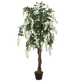 Árbol De Wisteria Artificial 560 Hojas Verde Y Blanco 80 Cm Vidaxl