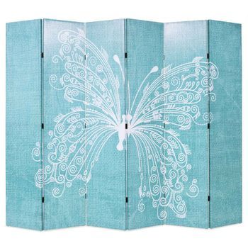 Biombo Divisor Plegable 228x170 Cm Mariposa Azul Vidaxl