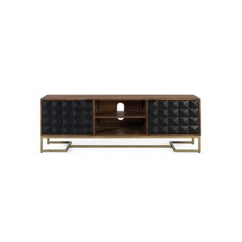 Mueble Tv Fabricado A Mano En Madera De Mango Y Patas Doradas 150 Cm