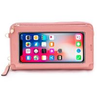 funda para movil cool universal bag horizontal poliester rosa con ventana tactil para smartphones hasta 67