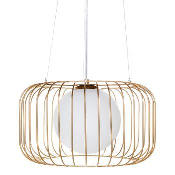 Lámpara Colgante Moderna Industrial Con Pantalla De Hierro Y Metal Dorado Bairoa