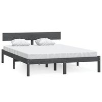 estructura de cama doble pequena sin colchon madera maciza gris vidaxl