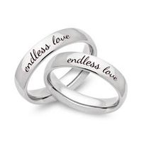 alianzas de boda de acero inoxidable brillante con grabado laser