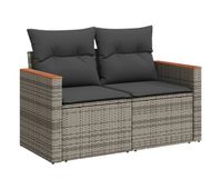 vidaxl sofa de jardin con cojines 2 plazas ratan sintetico gris