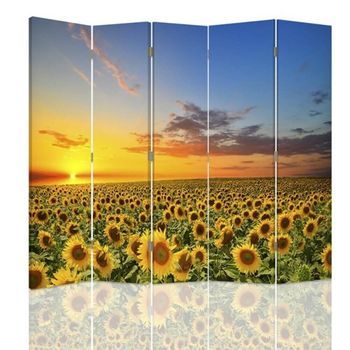 Biombo Sunflower Sunset - Separador De Ambientes Cm. 180x180 (5 Paneles)