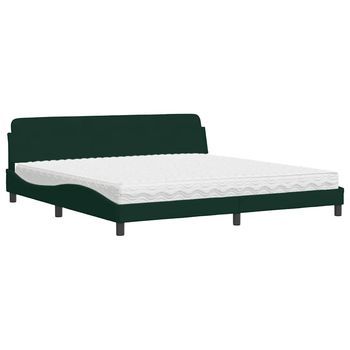 Cama Con Colchón Dover Terciopelo Verde Oscuro 200x200 Cm Vidaxl