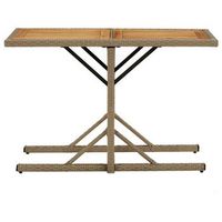 mesa de jardin  mesa de exterior madera maciza de acacia y ratan sintetico beige