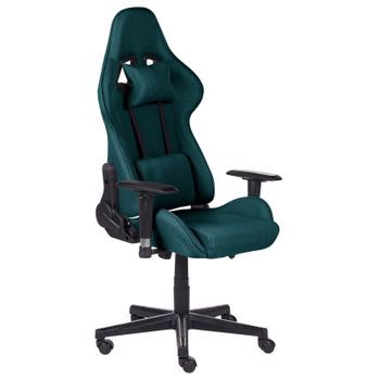 Silla De Oficina De Poliéster Verde Oscuro Negro Gaming Altura Regulable Warrior